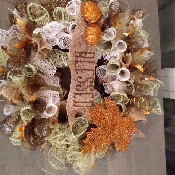 Fall Themed "Blessed" Wreath - Picture 6 of 6